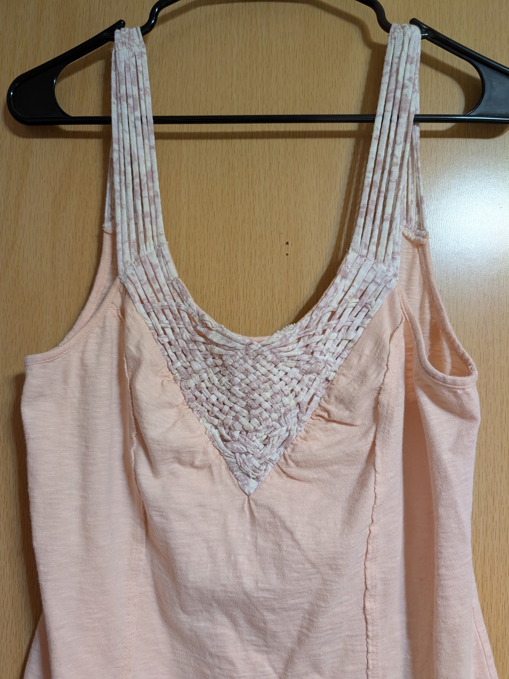Free People Blush Peach Braided V-Neck Tank